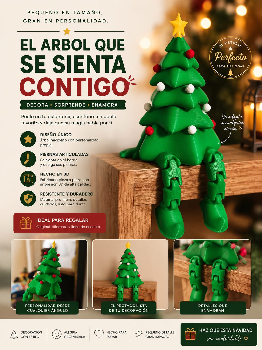 Árbol Navidad sentado. 10cm